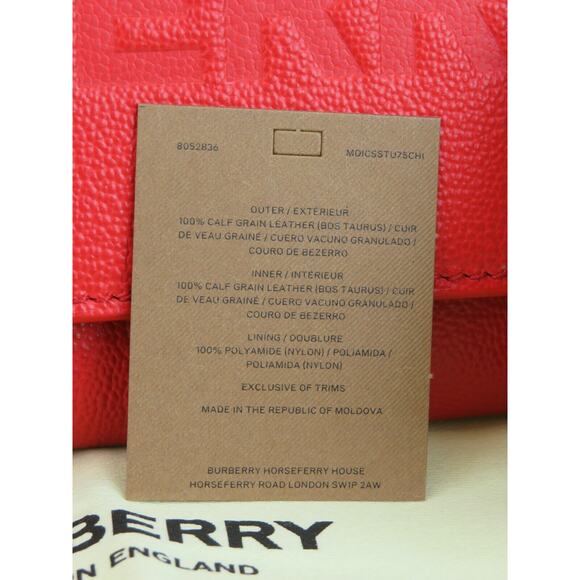 $680 BURBERRY PORTER RED LOGO EMBOSSED LEATHER FLAP CONTINENTAL - Picture 14 of 15